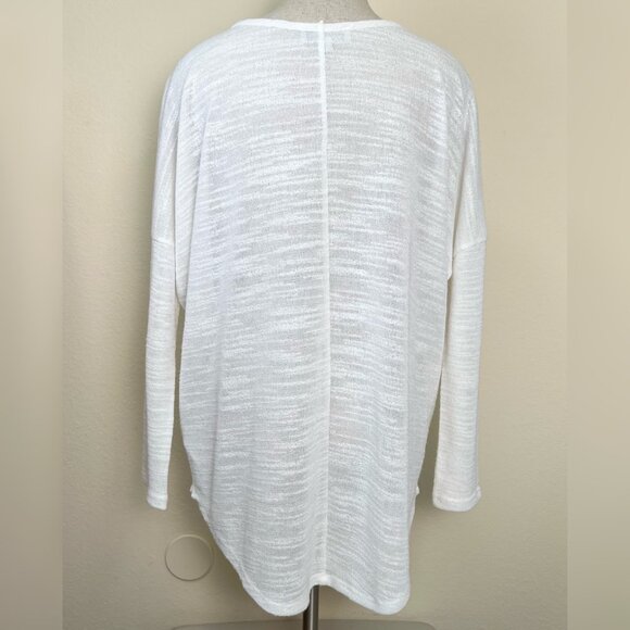 OLIVE & OAK Lightweight Cream Semi-Sheer 3/4 Sleeve Scoop Neck Top Size Large - Picture 6 of 10